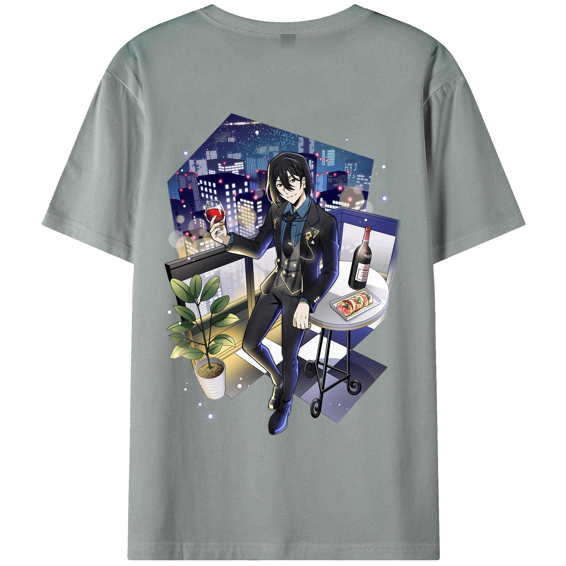 （画像用） 文豪ストレイドッグス Bungo Stray Dogs 綿100％ メンズ半袖Tシャツ（バックプリント） 通気性